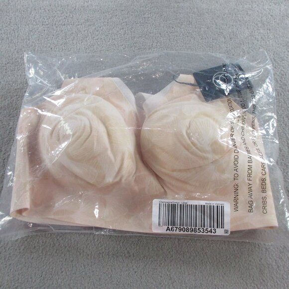Evelyn Bobbie Defy Bra Mesh Champagne Ginko Women Large Wireless Comfort Support - Picture 2 of 6